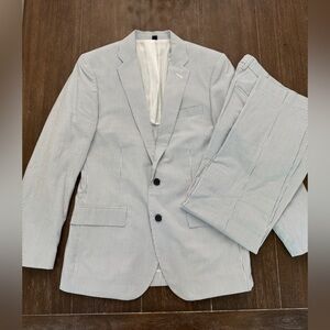 J. Crew Thompson Blue Seersucker Cotton 38r Suit (31x30 pant)